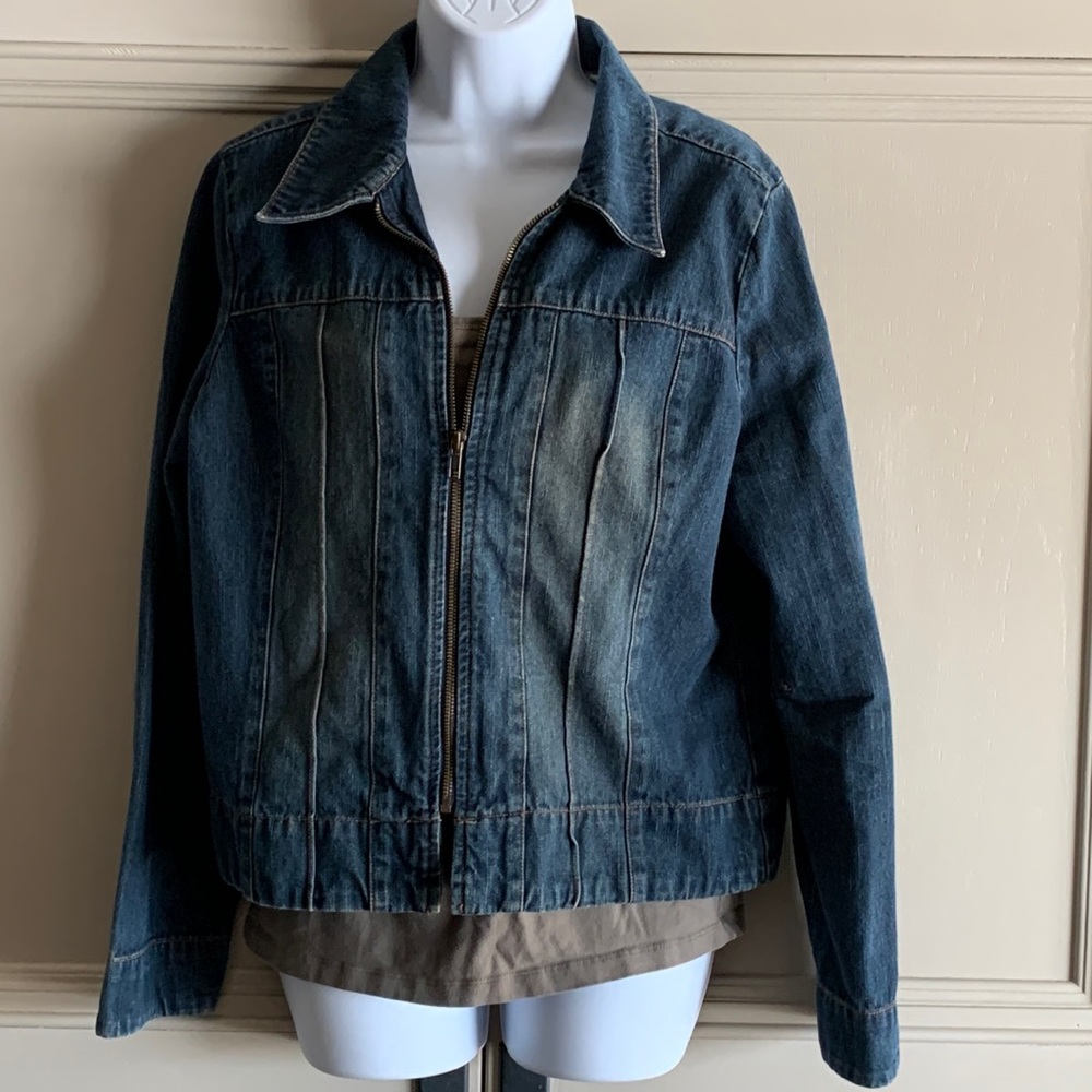 Faded Glory Zip-up Jean Jacket Sz ~> Large